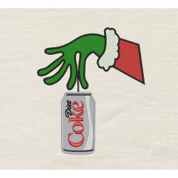 Grinch Diet Coke embroidery design