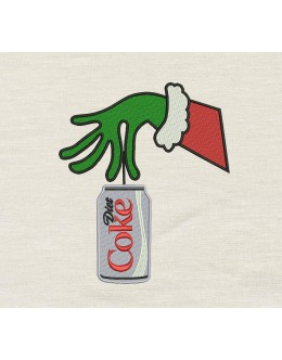 Grinch Diet Coke embroidery design