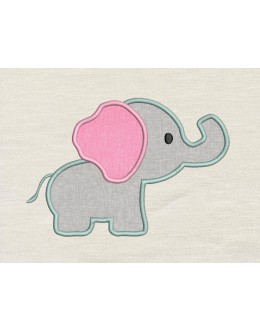 Baby elephant applique embroidery design