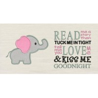 Baby Elephant Applique with read me a story reading Pillow
