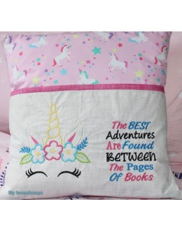 Unicorn Face with The best adventures Reading Pillow