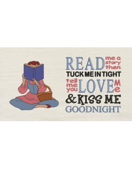 Belle read with Read me a story Reading Pillow