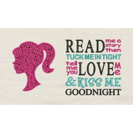Barbie applique read me a story Reading Pillow