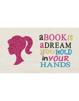 Barbie applique A book is a dream Reading Pillow