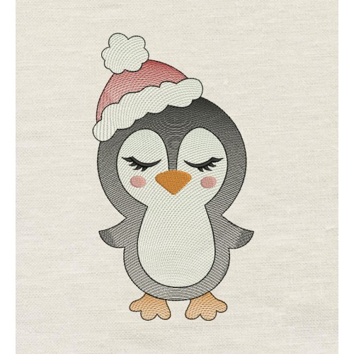 Penguin christmas embroidery design