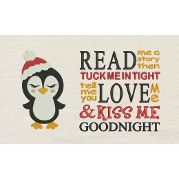 Penguin christmas with Read me a story Reading Pillow