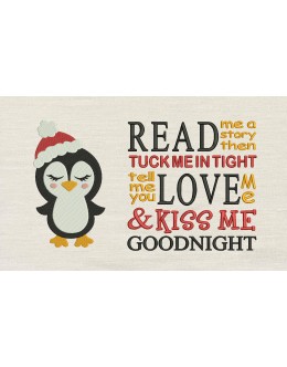 Penguin christmas with Read me a story Reading Pillow