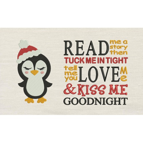 Penguin christmas with Read me a story Reading Pillow