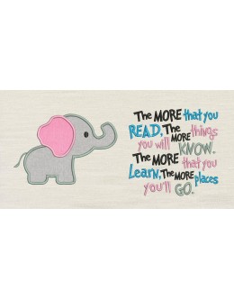 Baby Elephant Applique with The more that you read