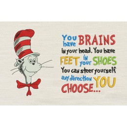 Cat in the hat You Have Brains reading pillow