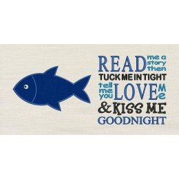 Fish applique with read me a story reading Pillow