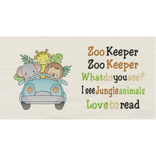 Safari animals car with Zoo Keeper Reading Pillow