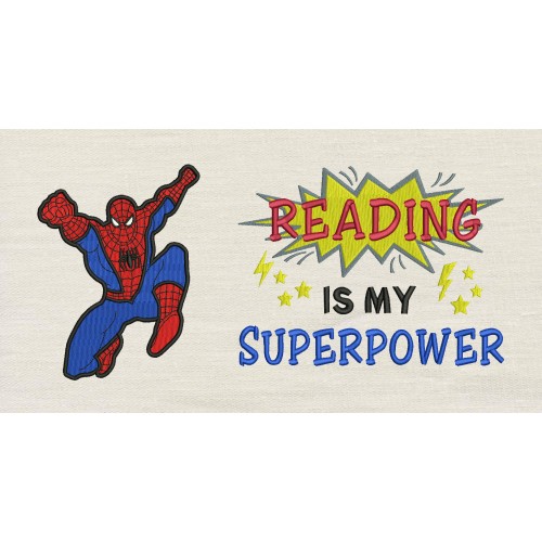 Spiderman embroidery with Reading is My Superpower