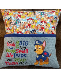 Chase Paw Patrol with No book too big reading pillow