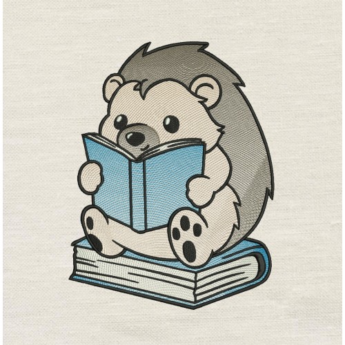 Hedgehog read embroidery design