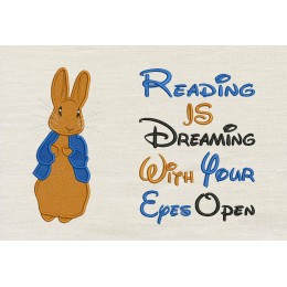 Peter Rabbit Applique Reading is dreaming reading pillow