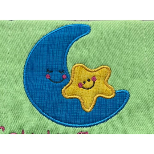 Moon and star embroidery design