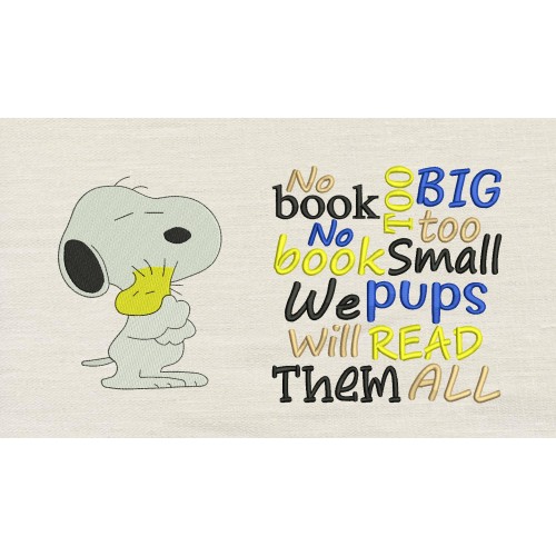 Snoopy with No book too big reading pillow
