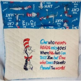 The cat in the hat with One who never reads Reading Pillow
