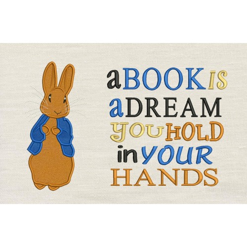 Peter Rabbit Applique A book is a dream reading pillow Peter Rabbit Applique A book is a dream reading pillow