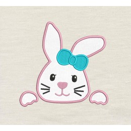 Rabbit face embroidery design
