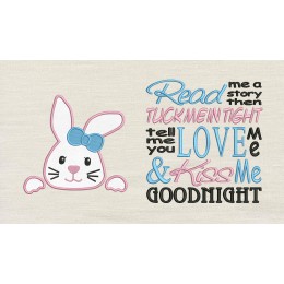 Rabbit face with Read me a story reading pillow