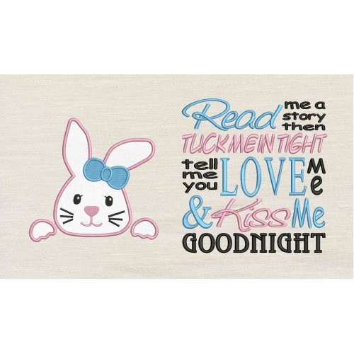 Rabbit face with Read me a story reading pillow