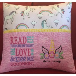 Unicorn Face with Read me a story reading pillow