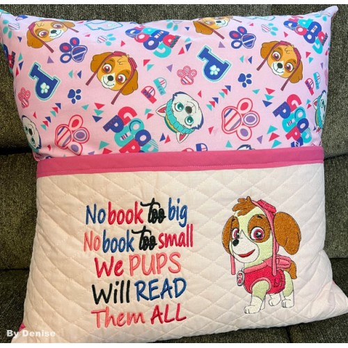 Skye paw patrol with No book too big Reading Pillow