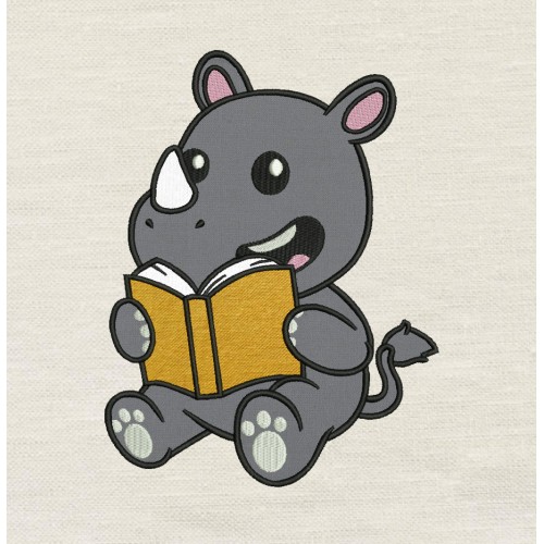 Rhino applique embroidery design