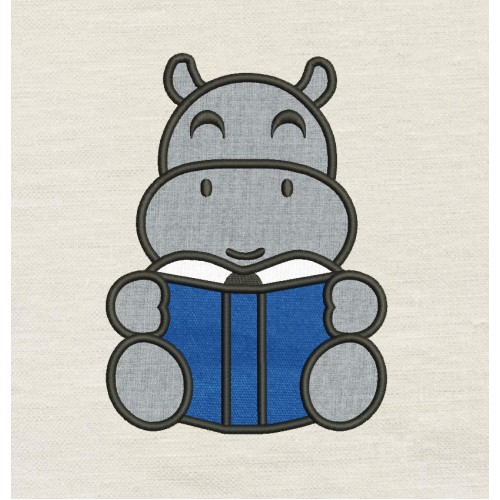 Hippo applique embroidery design