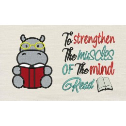 Hippo applique with To strengthen Reading Pillow