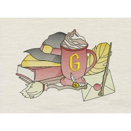 Wizard Books embroidery design