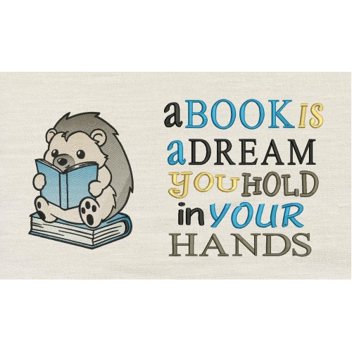 Hedgehog read with A book is a dream Reading Pillow