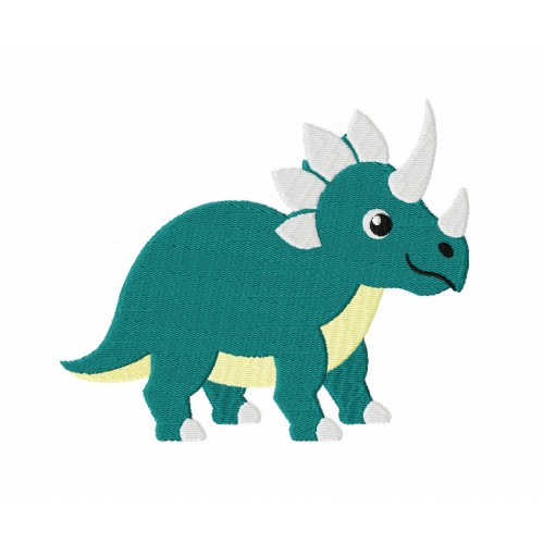 Triceratops dinosaur embroidery design