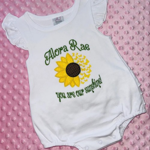 Sunflower butterflies embroidery design