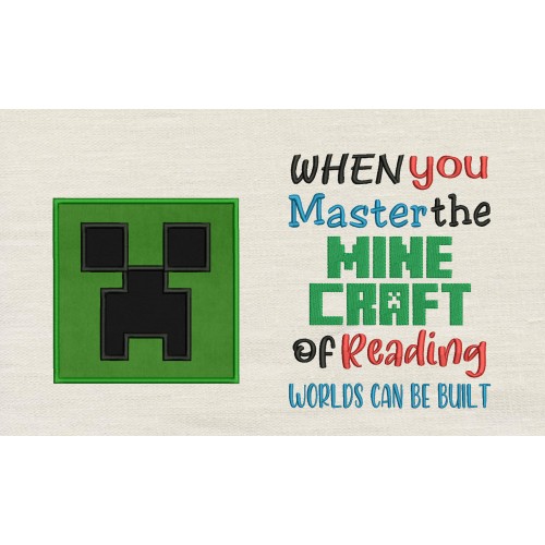 Minecraft applique with When You Master Reading Pillow