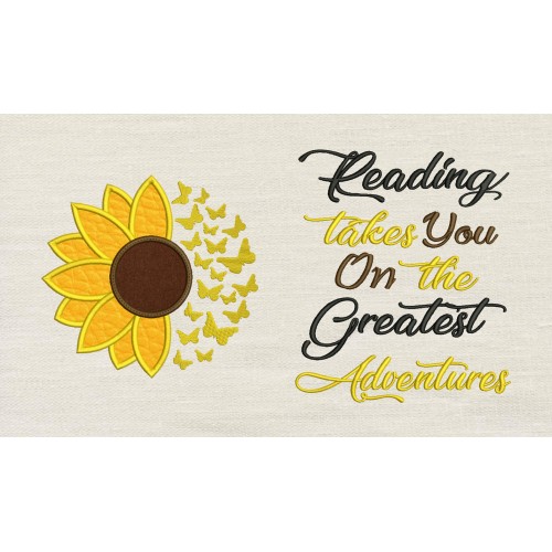Sunflower butterflies with Reading takes you Reading Pillow
