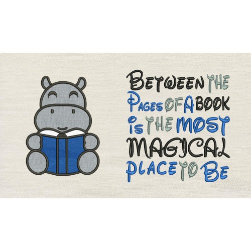Hippo applique with Between the Pages