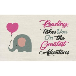 Elephant with balloon Reading takes you Reading Pillow
