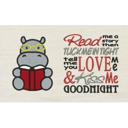 Hippo applique with Read me a story