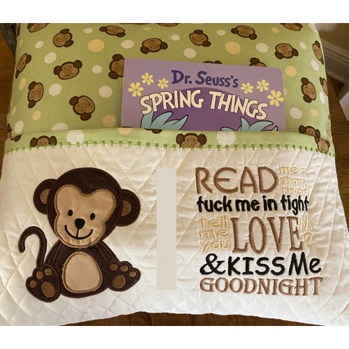 Baby monkey with read me a story reading pillow
