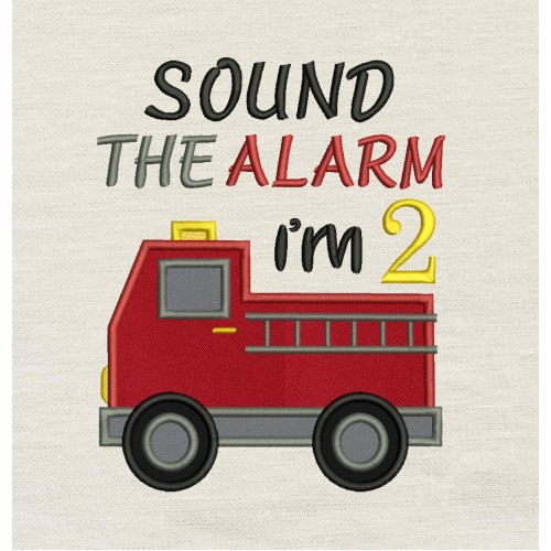 Sound the alarm birthday number 2 embroidery design