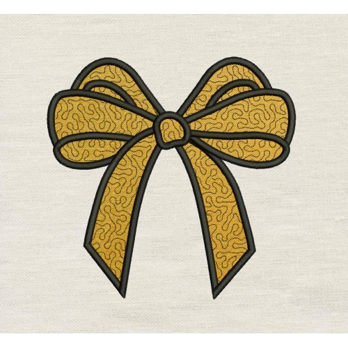 Side Bow Stipple Applique in the hoop Embroidery Design