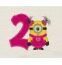 Girl Minion birthday number 2 embroidery design