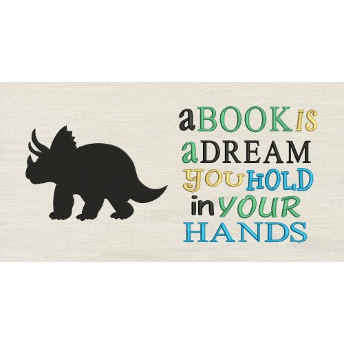 Triceratops with A book is a dream Reading Pillow
