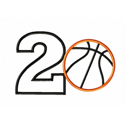 Basketball birthday number 2 embroidery design