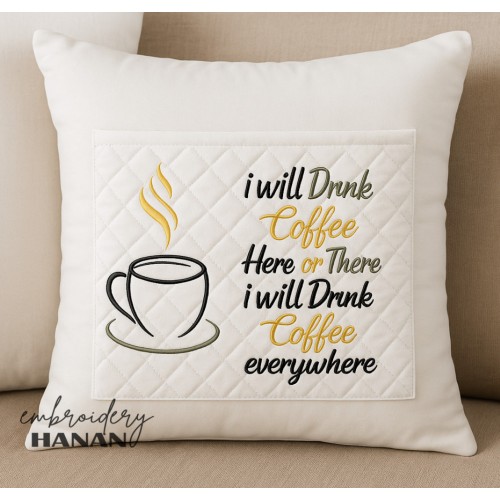 Coffee cup with i will drink coffee reading pillow