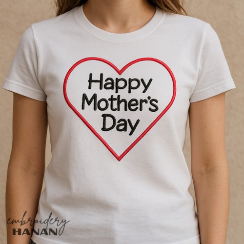 Happy Mother's Day Heart embroidery design 