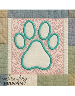 Cat paw quilt block stippling in the hoop embroidery design
